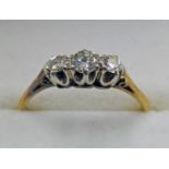 3 STONE DIAMOND SET RING MARKED 18CT AND PLAT Condition Report: Ring size: J - hoop