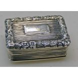 19TH CENTURY SILVER VINAIGRETTE BY W M SIMPSON WITH REEDED & FLORAL DECORATION & GILDED INTERIOR,