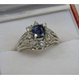 DIAMOND & SAPPHIRE SET RING MARKED 18CT.