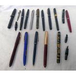 VARIOUS PARKER PENS WITH NIBS MARKED 14K & VARIOUS OTHER PENS,