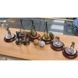 VARIOUS GOLFING MEMORABILIA WITH SILVER FIGURES ETC & REPRODUCTION FEATHER BALLS