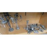VARIOUS SILVER PLATED CANDELABRA, CANDLESTICK,