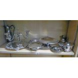 19TH CENTURY SILVER PLATED TEACADDY, VARIOUS SILVER PLATED BASKETS,