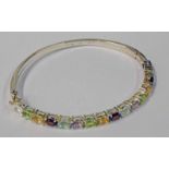 SILVER GEM SET BANGLE