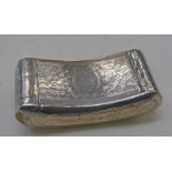 SILVER CURVED SNUFF BOX WITH GILDED INTERIOR BIRMINGHAM 1813
