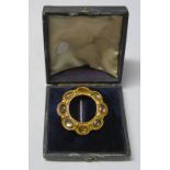 19TH CENTURY SCOTTISH CIRCULAR CITRINE SET BROOCH 4.