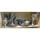 GOOD SELECTION SILVER PLATED SALVERS, TROPHIES,