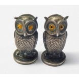 PAIR OF SILVER OWL DESK SEALS, CHESTER 1910 - 3.
