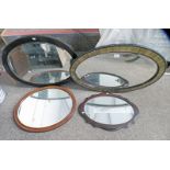 4 OVAL ART DECO STYLE MIRRORS