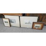 2 FRAMED ETCHINGS HARBOUR SCENES SIGNED JOSEPH GRAY & 2 ETCHINGS BY A.