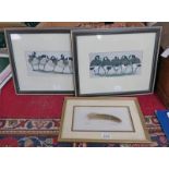 GILT FRAMED PAINTING ON A FEATHER PHEASANT SIGNED & DATED FLORA DAVIDSON '98 - 12 X 24 CM & 2