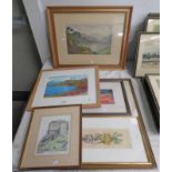 2 COLOURED ETCHINGS LOCH KATRINE SIGNED R ROWBOTHAM SMITH & LOCH LOMOND SIGNED CLAUDE ROWBOTHAM,