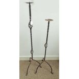 PAIR OF WROUGHT IRON CANDLEHOLDERS IN THE ARTS & CRAFTS STYLE,