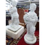 CONCRETE STATUE OF CHILD AND BASE 52CM HIGH,