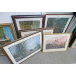 FRAMED WINTER ENGRAVING AFTER FARQUARSON 77 X 54 CM, AND VARIOUS OTHER COUNTRY SCENES,