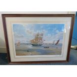 J STEVEN DEWS SAILING SHIP SIGNED FRAMED LIMITED EDITION PRINT NO.