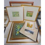 2 ETCHINGS BY MELANIE EPPS GOLDEN RIVER & MEADOWLAND, 2 WATERCOLOURS BY CELIA MATHEWS,