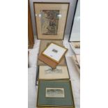 3 PICTURES OF NORFOLK BY G BURROWS, FRAMED ENGRAVINGS OF PENZANCE, LINLITHGOW PALACE,