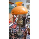 LATE 19TH CENTURY OR EARLY 20TH CENTURY PARAFFIN LAMP WITH LIGHT FITTING,