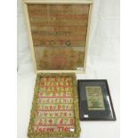 3 19TH CENTURY SAMPLERS, ELIZABETH BOOKER 1845,