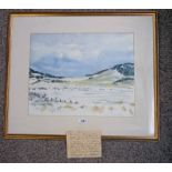 ALAN W B PATERSON AFTERNOON LIGHT WHITE COVERING FRAMED WATERCOLOUR 35 X 44 CM,