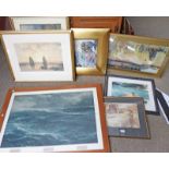SELECTION OF VARIOUS PRINTS TO INCLUDE HIGHLAND CATTLE BY LOUIS B HURT, RUSSELL FLINT PRINT,