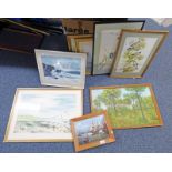 FRAMED PORCELAIN PLAQUE BY THOMAS W FREEMAN, VARIOUS WATER COLOURS,