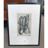 ROBERT SPENCE BEAR SKIN SIGNED FRAMED ETCHING 23 X 14 CM