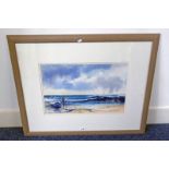 ANGUS MACDONALD WEST HAVEN MORNING FRAMED WATERCOLOUR SIGNED 31 X 49CM