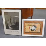 FRAMED MIXED MEDIA ROOSTER TOGETHER WITH FRAMED EXHIBITION POSTER FOR ANSEL ADAMS -2-