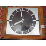 ARTS & CRAFTS WALNUT CLOCK WITH METAL DIAL 28 X 37 CM