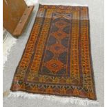 RED AND ORANGE MIDDLE EASTERN RUG 145 X 84 CMS