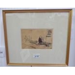 EILEEN SOPER. ADVERSITY SIGNED IN PENCIL GILT FRAMED ETCHING 11 X 17.