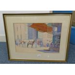 E KILBOURNE FOOTE, LEAVING THE MOSQUE, SIGNED, FRAMED WATERCOLOUR 33.5 X 50.