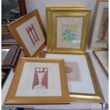 4 GILT FRAMED WATERCOLOURS OF FLOWERS SIGNED LOUISE W 16 X 15 CM,