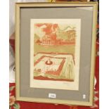 FRAMED LINO CUT SIGNED HAIG - 30 X 22 CMS