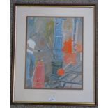 G SMITH THE GLASS BLOWER SIGNED 71 FRAMED GOUACHE 42 X 32 CM