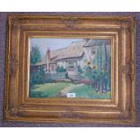 MICO COUNTRY COTTAGE SIGNED GILT FRAMED OIL PAINTING 29 X 39 CM