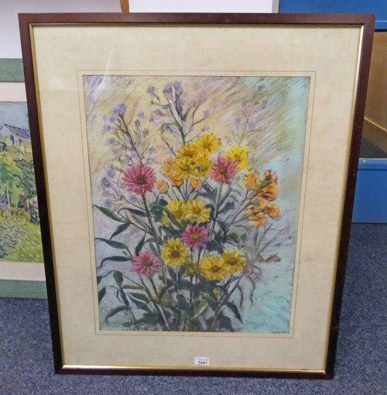 M BROTHER, FLOWERS, INDISTINCTLY SIGNED, FRAMED GOUACHE,
