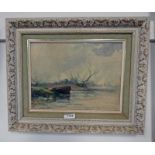FRAMED OIL PAINTING OF A RIVER SCENE WITH OLD HANDWRITTEN NOTE TO REVERSE ATTRIBUTED TO W FRASER