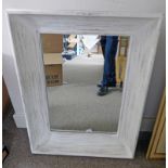 WHITE DEEP FRAMED BEVELLED EDGE MIRROR - OVERALL SIZE 92 X 71 CM