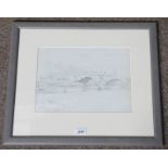 A GRAHAM MUNRO PONT MARIE SIGNED FRAMED DRAWING 24 X 34 CMS