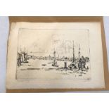 UNFRAMED ETCHING FRENCH RIVER SCENE SIGNED WILL LAMB