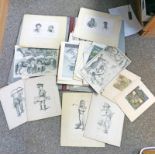 SELECTION OF VARIOUS ENGRAVINGS, DRAWINGS, CARICATURE PRINTS,