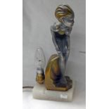 ARTS & CRAFTS STYLE FIGURE ON HARDSTONE BASE,