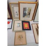 FRAMED DRAWING OF OLD WOMAN MONOGRAMMED P T PROVENANCE DAVID PAUL GALLERY SUSSEX & 4 OTHER