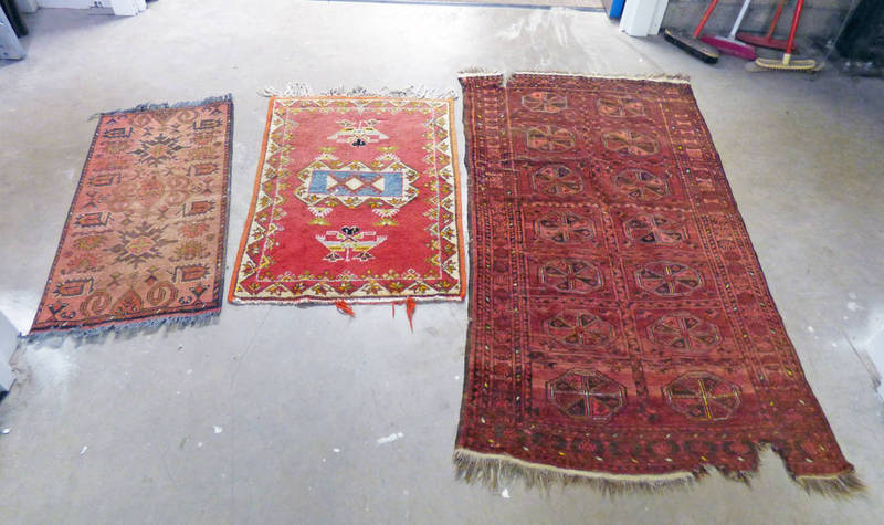 THREE EASTERN RUGS: 175 X 103 CMS,