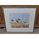 LC CLARK GROUSE SIGNED FRAMED WATERCOLOUR 68 X 48 CMS