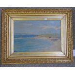 OIL PAINTING OF COASTAL SCENE IN GOOD LATE 19TH OR EARLY 20TH CENTURY GILT FRAME 30 X 45 CM
