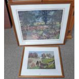 2 MCINTOSH PATRICK SIGNED LIMITED EDITION PRINTS: BRIDGE OVER STREAM 30 X 40 CM & COUNTRY BURN -